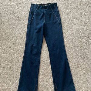 Lysse jeans, dark blue/white stitch pull-on sailor denim, XS perfect cond.